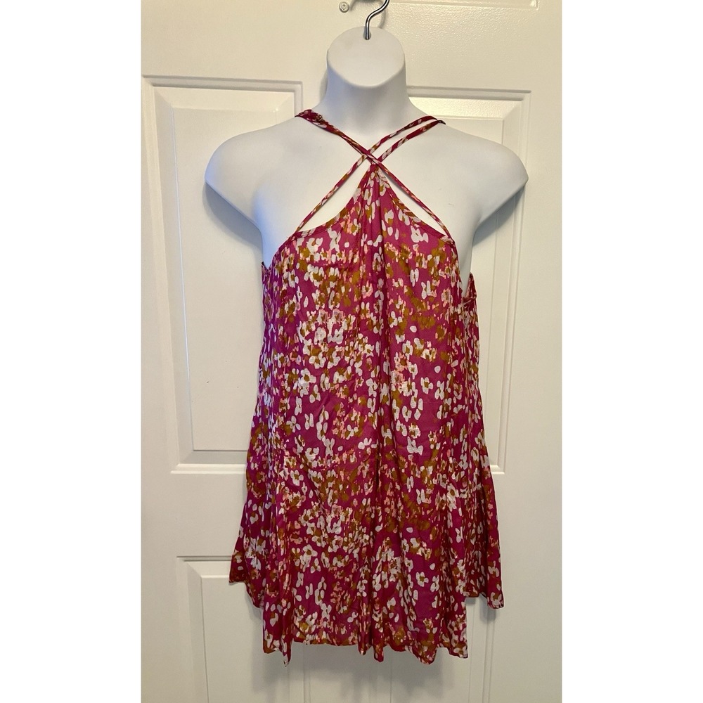 NWT By Anthropologie Pink Floral Shirt‎ Sundress Tunic Top Size Medium $98.00